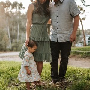 Monteau Fluttery Olive Green Dress